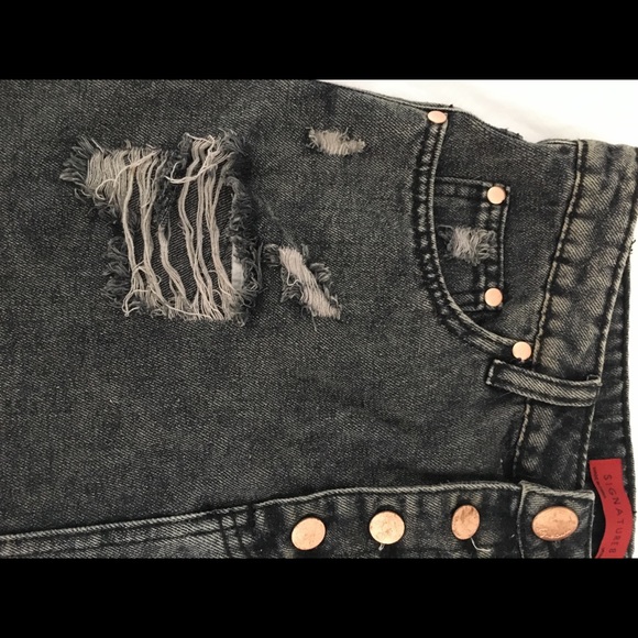 Distressed Grey Denim with rose gold buttons - Picture 4 of 5
